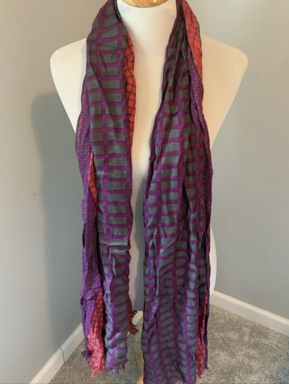 CAbi Purple and Red Scarf
